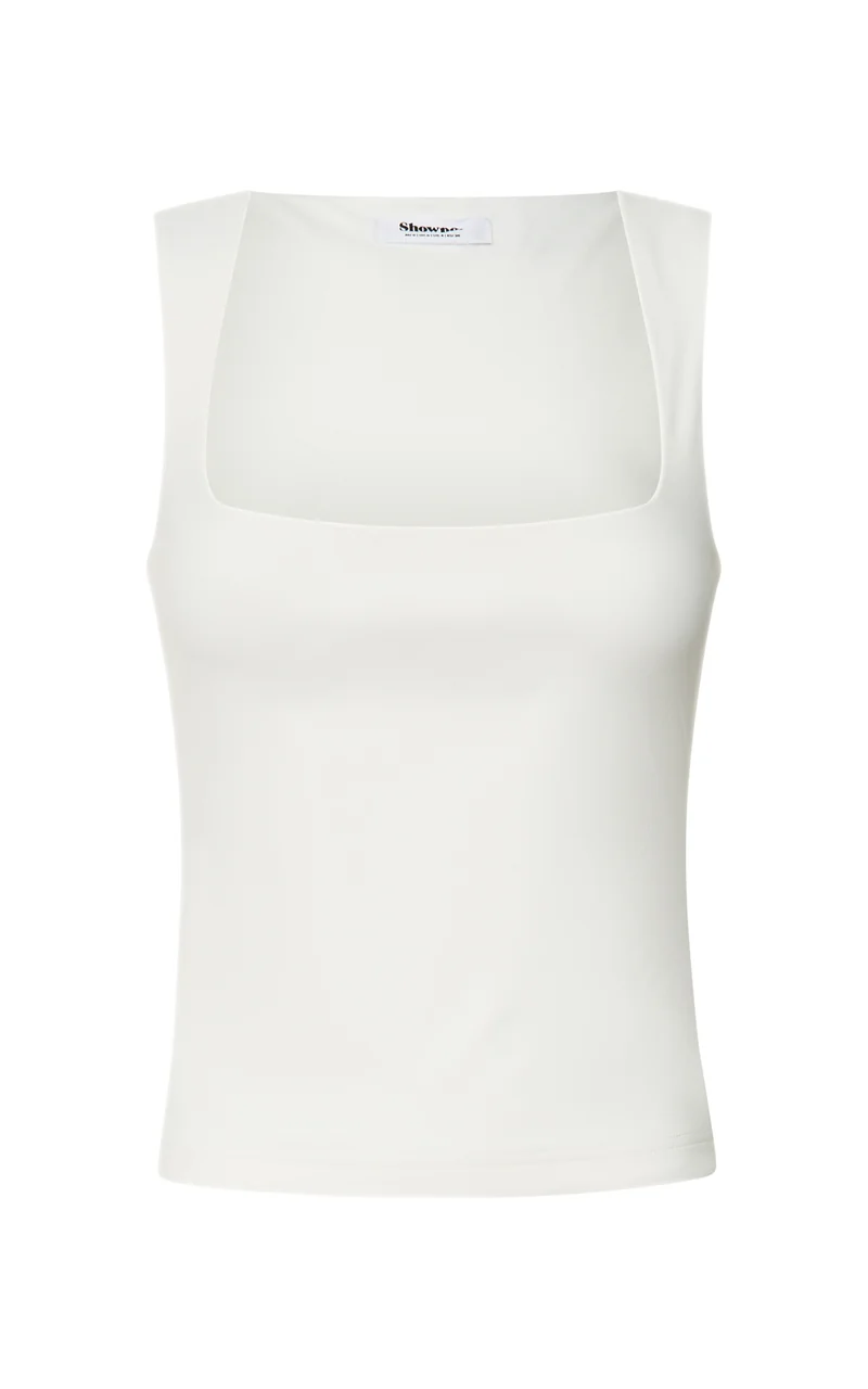 Ophelia Top - Square Neck Jersey Top in Off White