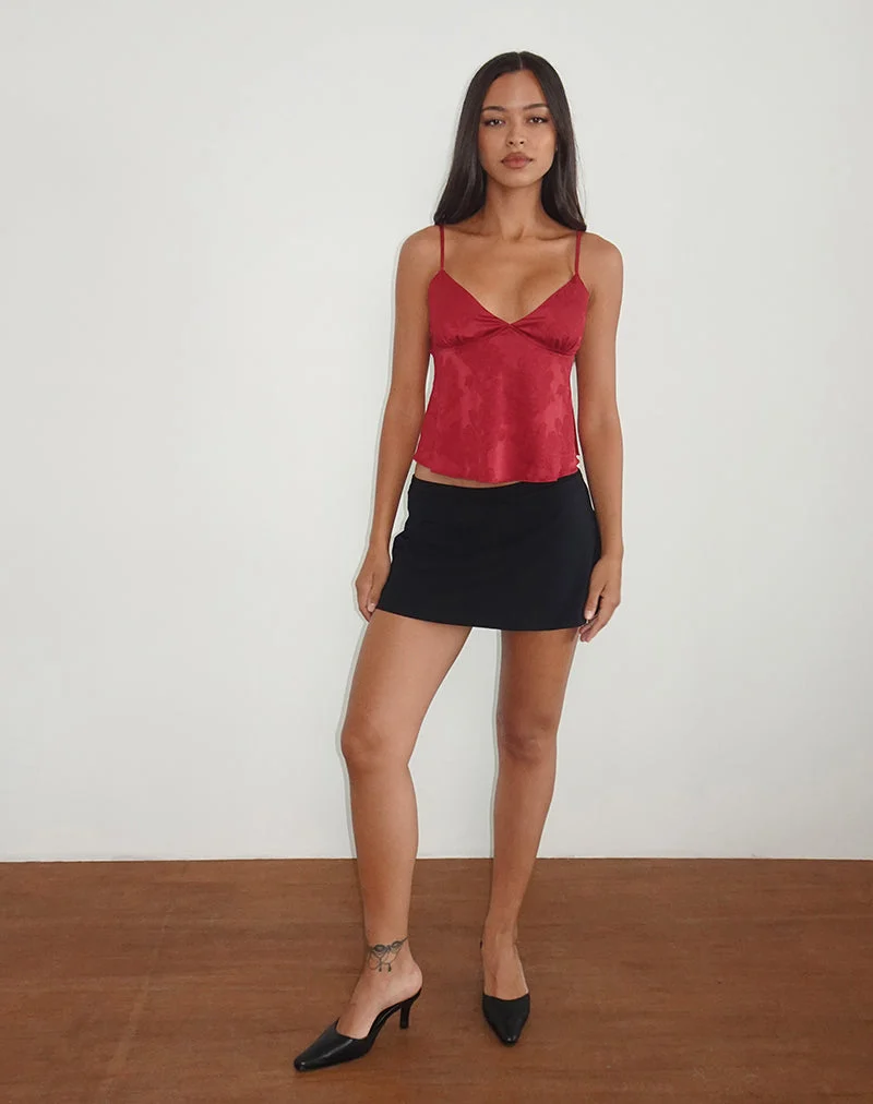 Top Marinda en jacquard de satin Bourgogne