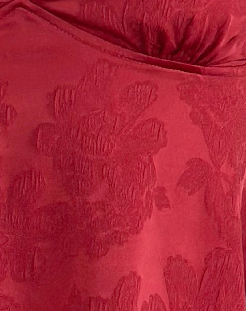 Top Marinda en jacquard de satin Bourgogne