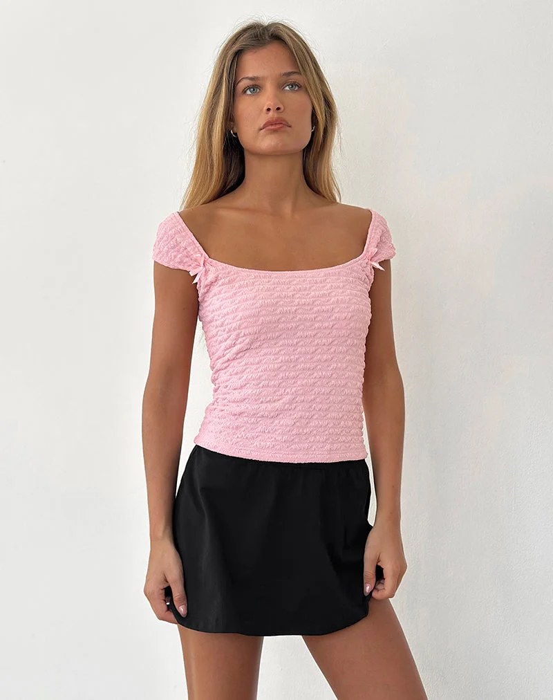 Top Kalisa avec nœud, rose texturé