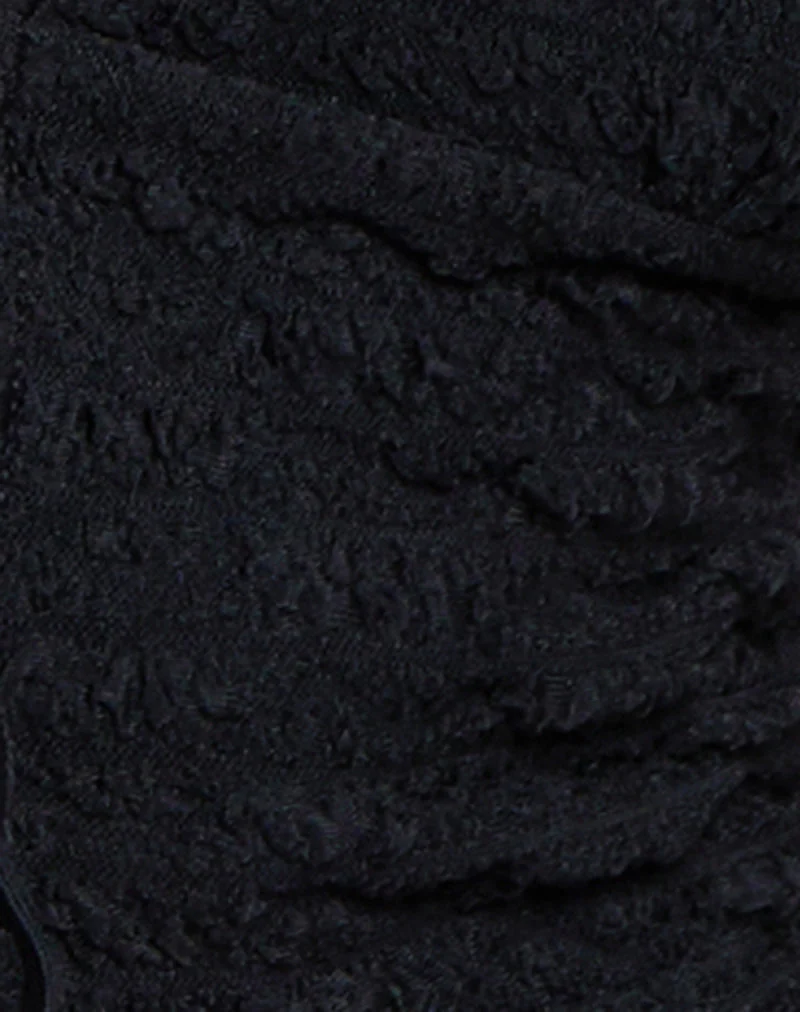 Casmira Open Front Textured Top in Black