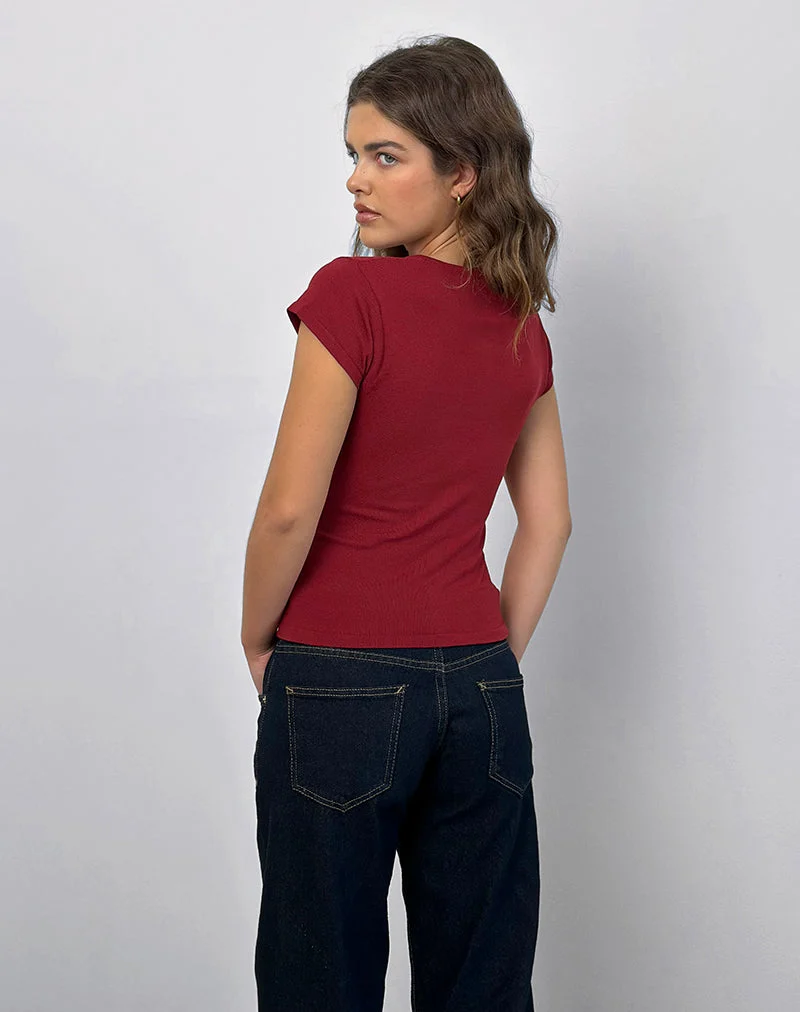 Elmira Top in Knit Burgundy
