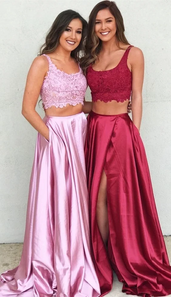 Robe de bal rouge longue et fendue sur le côté, deux pièces, pour occasion, remise de diplôme, robe douce 16 ans