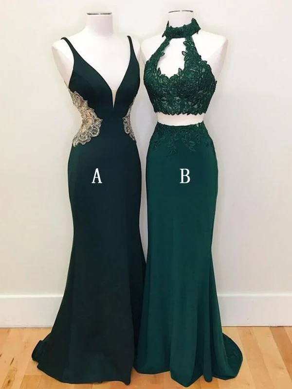Robe de bal vert émeraude | Robe de bal deux pièces | Robe de bal de soirée longue fourreau
