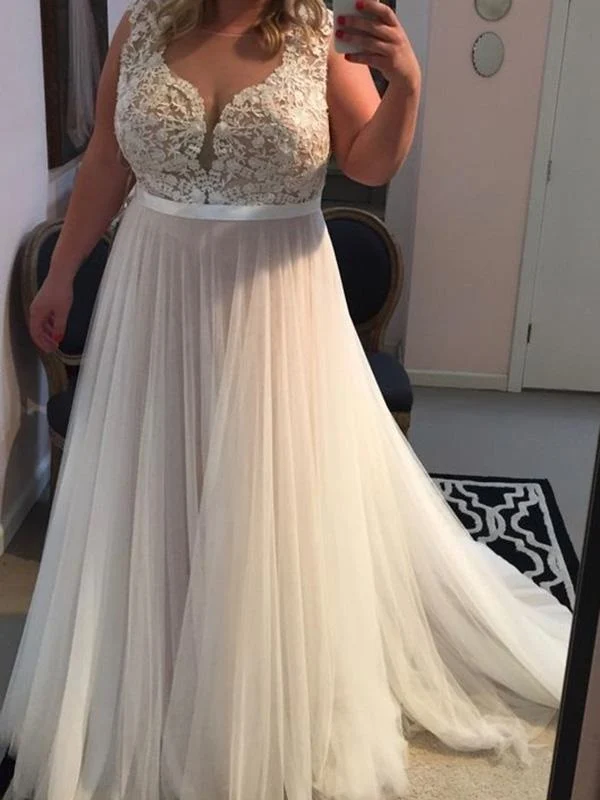 Robe de mariée romantique unique en tulle grande taille