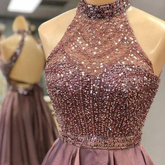 Robe de soirée courte à perles dos nu éblouissante | Robe de graduation Sweet 16