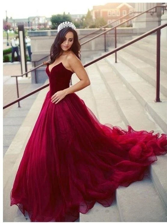 Robe de bal princesse marron rouge robe de mariée en tulle robe de bal rouge