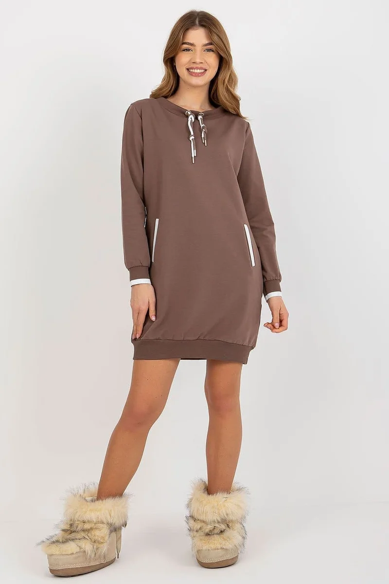 Robe sweat marron courte casual