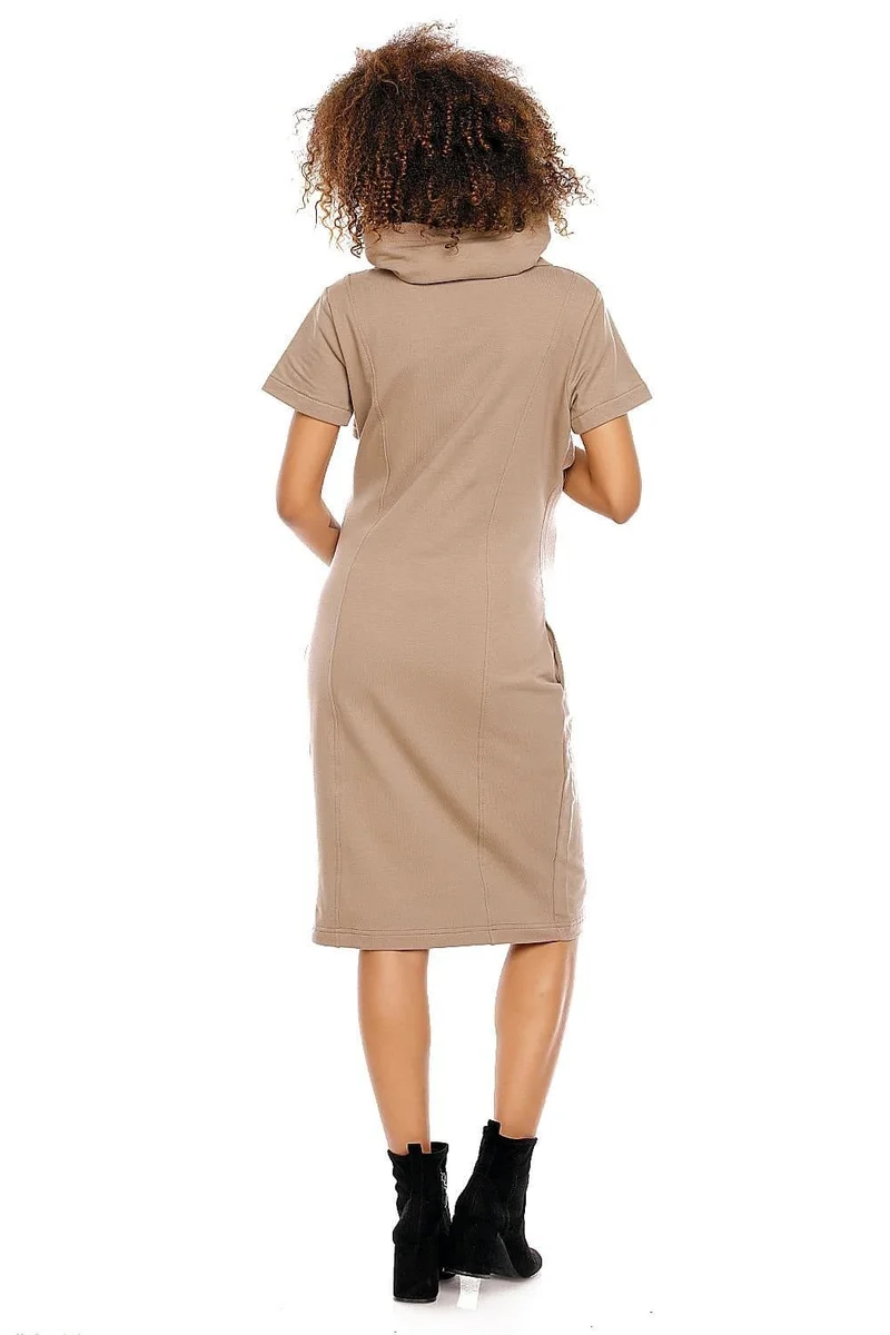 Robe grossesse beige casual manches courtes