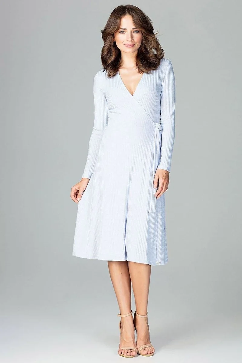 Robe bleue grossesse midi chic