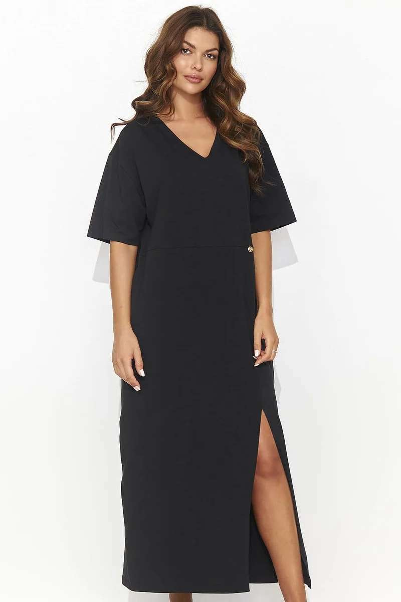 Robe T-shirt noire longue oversize