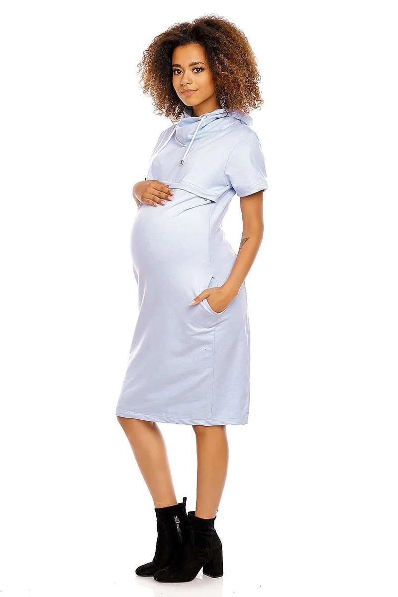 Robe grossesse casual bleue midi
