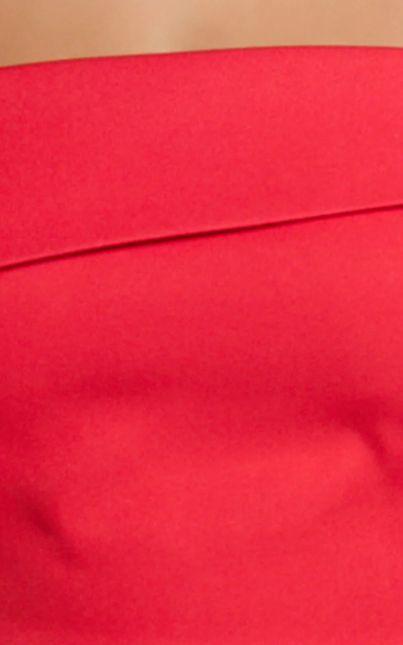 Lily Two Piece Set - Off Shoulder Tie Detail Top and Tailored Pant Set in Red