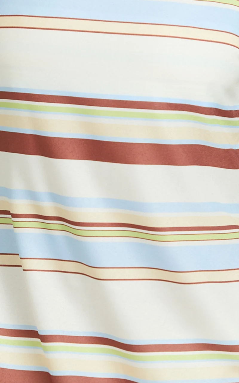 Yurika Maxi Dress - Square Neck Stripe Print Slip Dress in Choco Retro Stripe