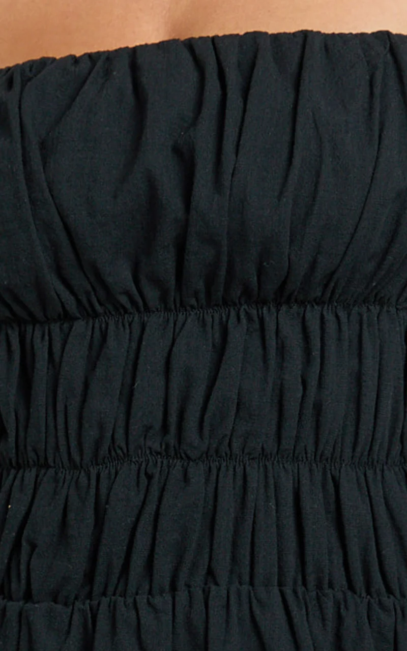 Aisha Mini Dress - Ruched Bust A Line Mini Dress in Black