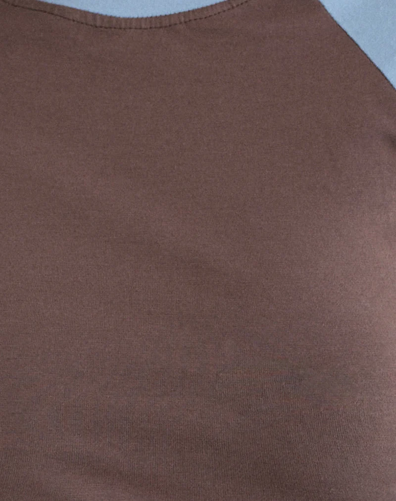 Haut à manches longues Balqis, mélange de couleurs « Coffee Quartz » et « Nantucket Blue »