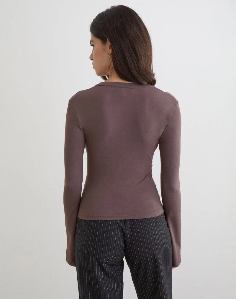 Haut à manches longues Emesy, couleur « Coffee Quartz »