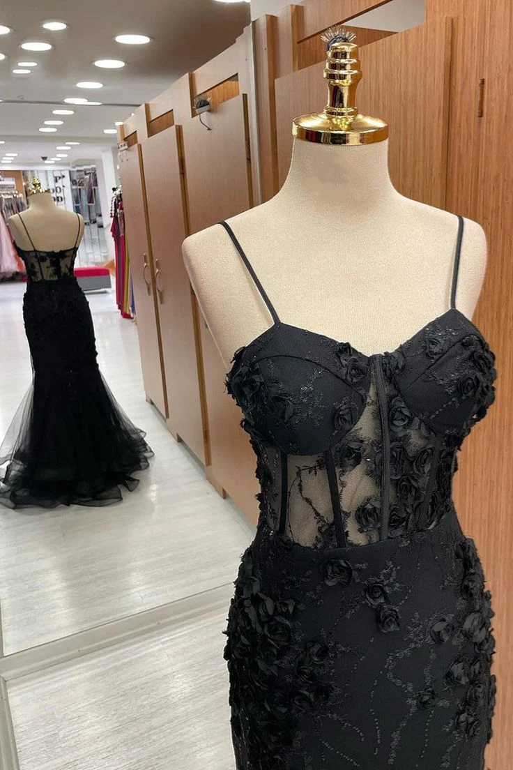 Robe de bal longue sirène en tulle à bretelles en cœur