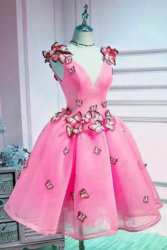 Robe de soirée courte rose