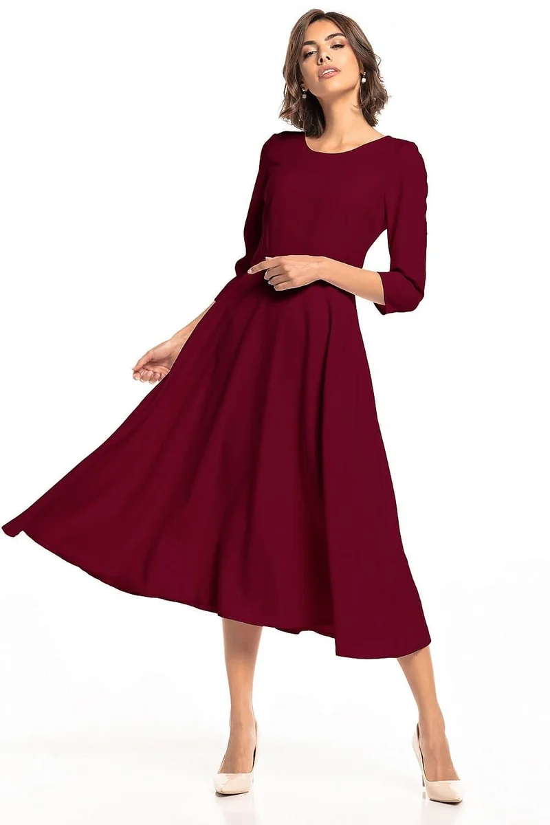 Robe habillée bordeaux manche longue