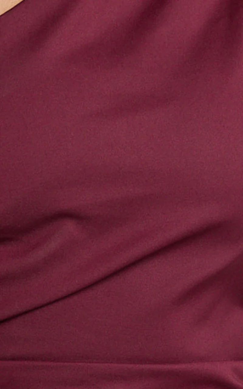 Karlie Midi Dress - One Shoulder Fitted Dress in Wine
