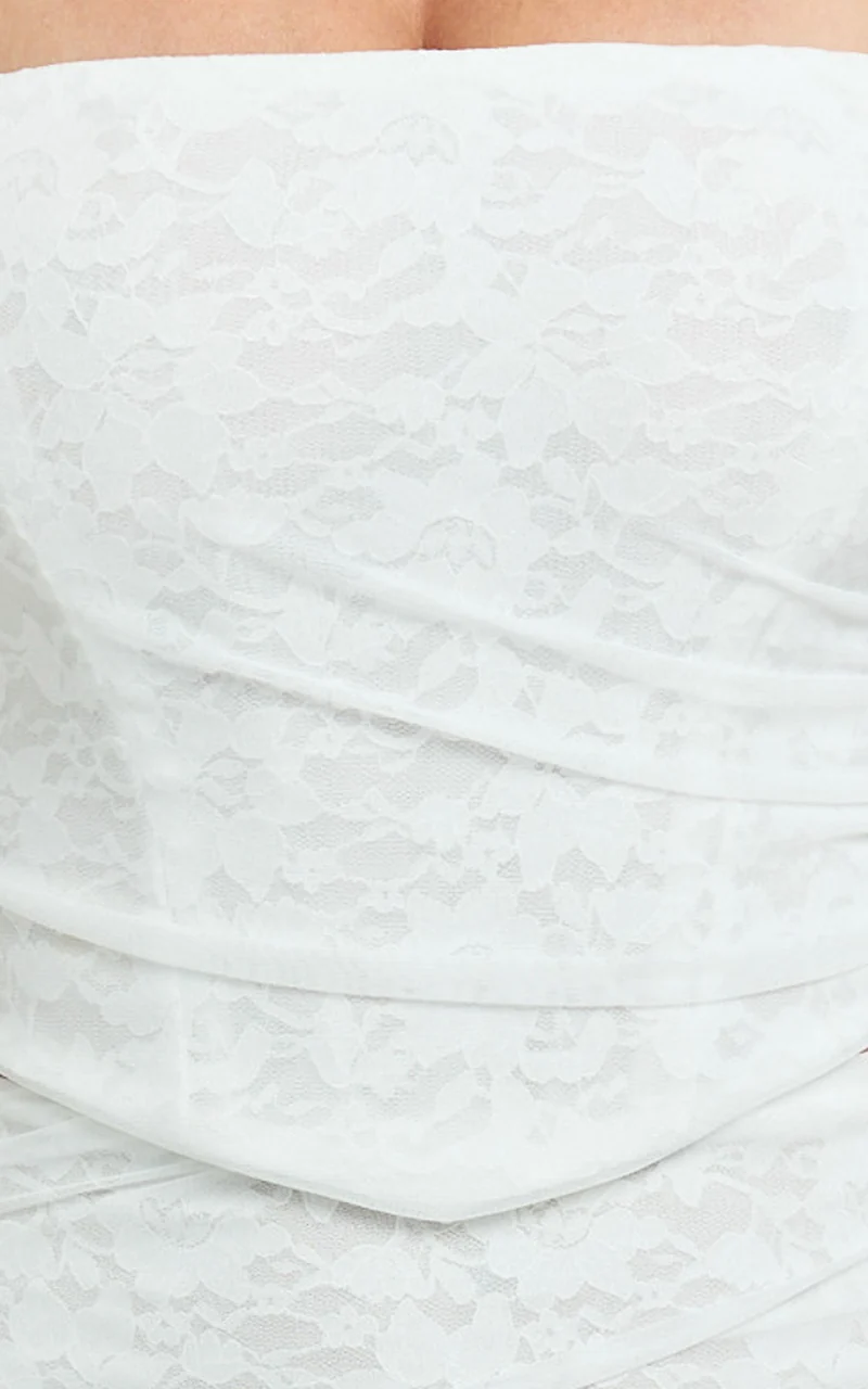 Irene Two Piece Top and Skirt Set - Strapless Corset And Skirt in White