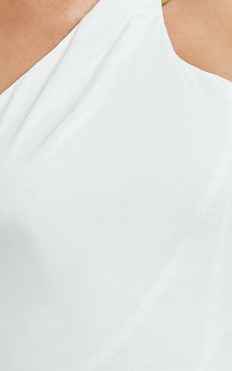 Dottie Mini Dress - Scarf Halter Neck Hardware Detail Panelled Fit And Flare Dress in White
