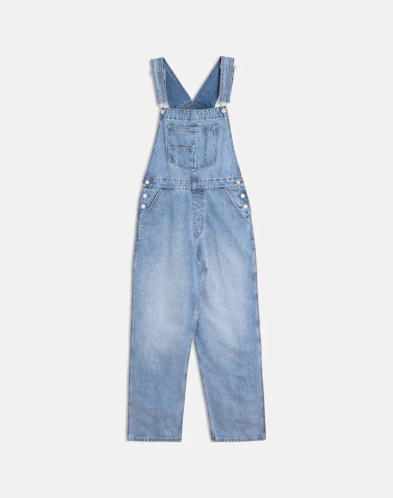 Salopette en jean bleu vif, d'occasion