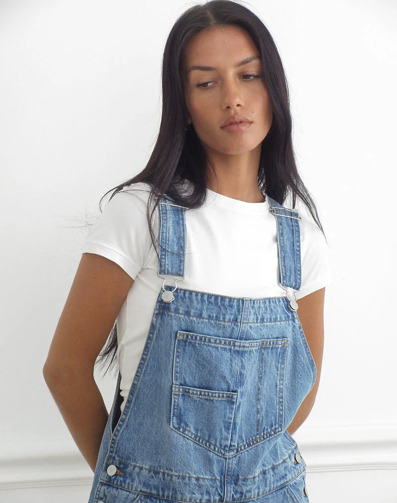 Salopette en jean bleu vif, d'occasion
