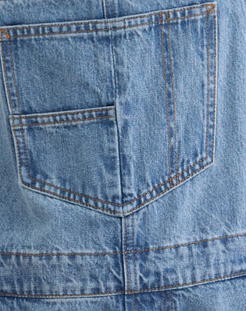 Salopette en jean bleu vif, d'occasion