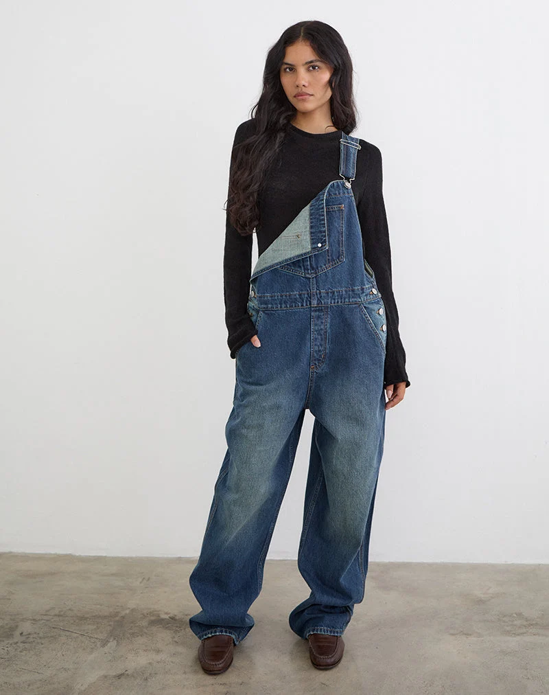 Salopette en jean bleu moyen
