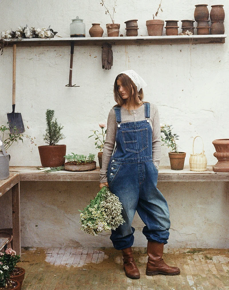 Salopette en jean bleu moyen