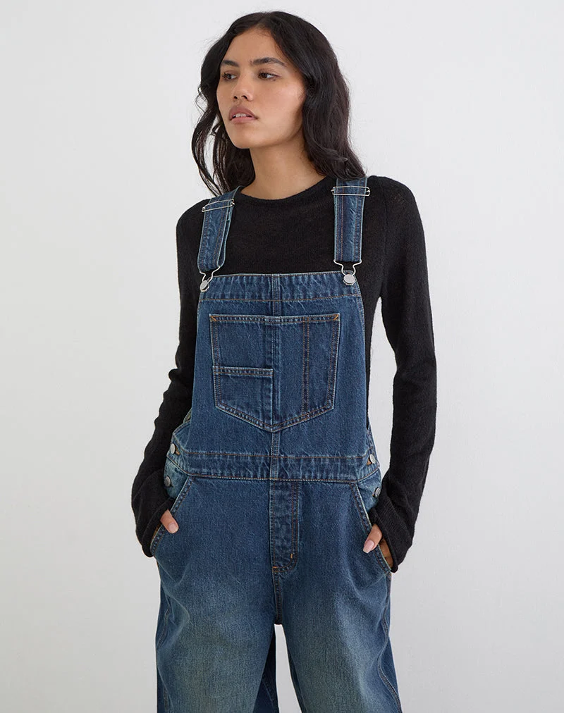 Salopette en jean bleu moyen