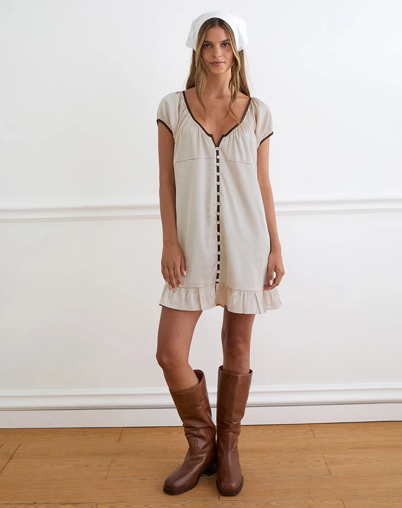 Mini-robe Rinari en satin champagne