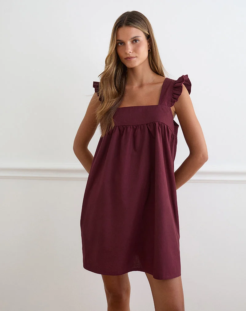 Mini-robe Sanaly en popeline bordeaux