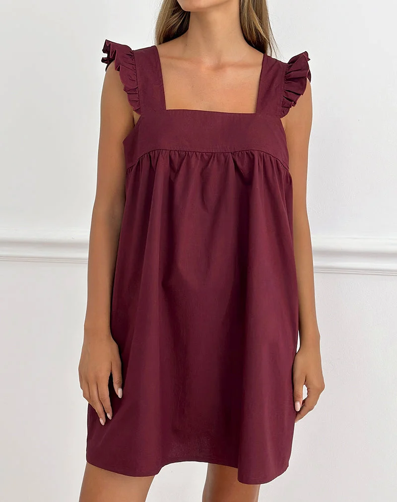 Mini-robe Sanaly en popeline bordeaux
