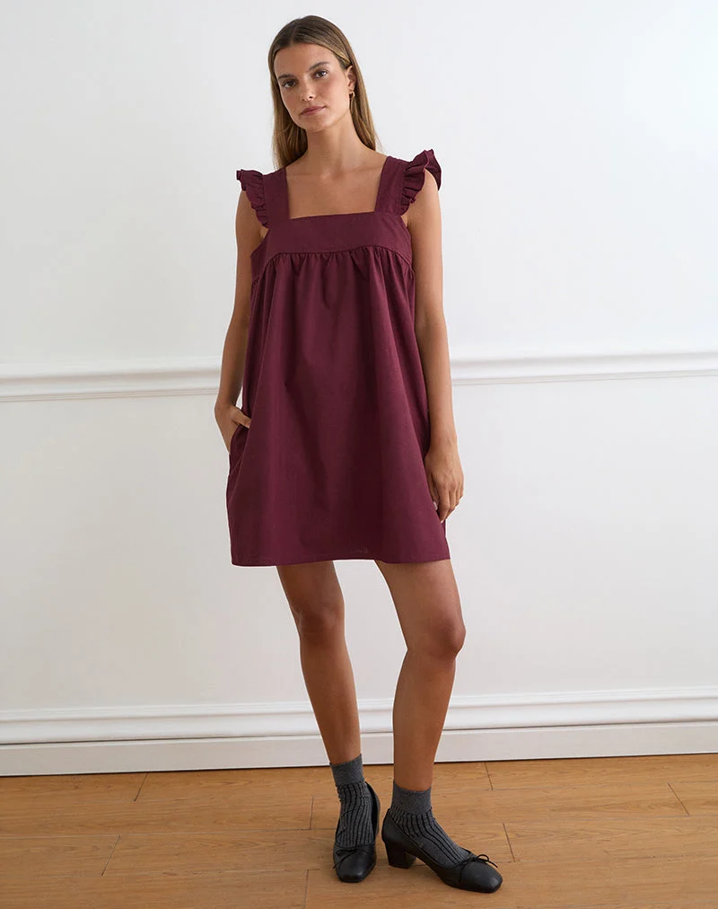 Mini-robe Sanaly en popeline bordeaux