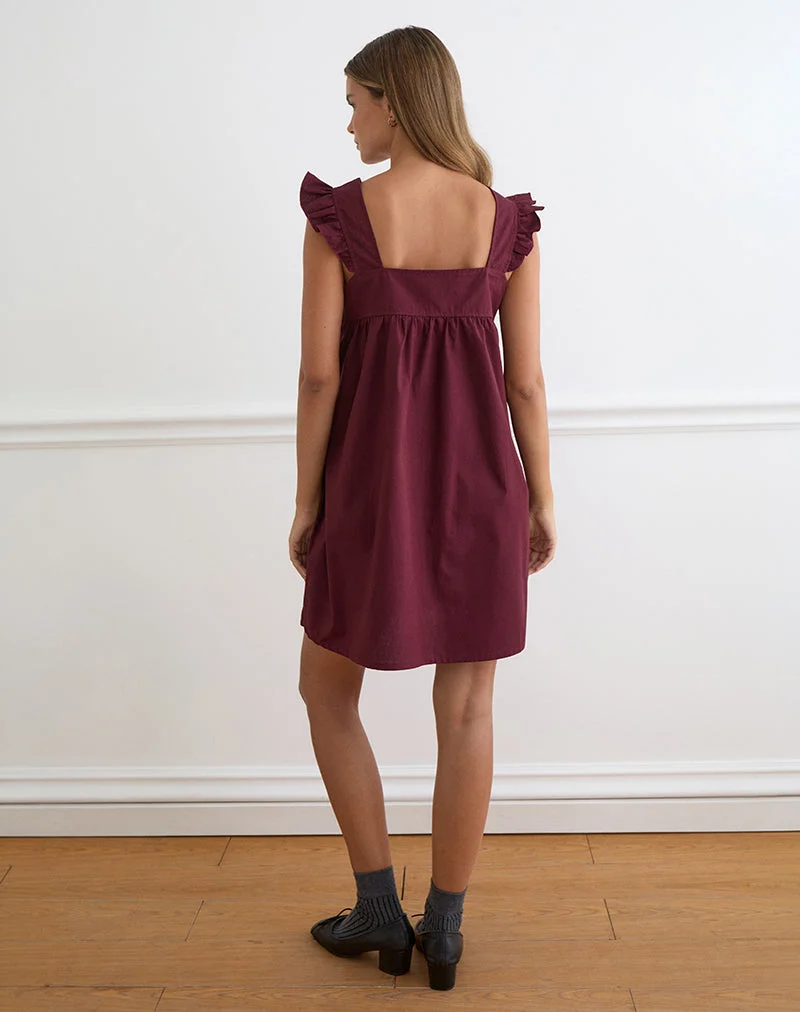Mini-robe Sanaly en popeline bordeaux