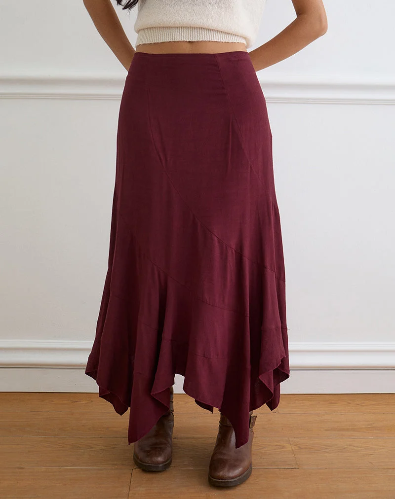Jupe longue Rombe, couleur bordeaux