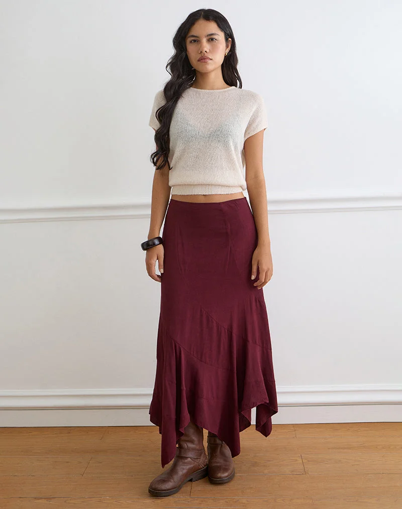 Jupe longue Rombe, couleur bordeaux