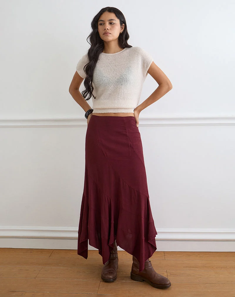 Jupe longue Rombe, couleur bordeaux