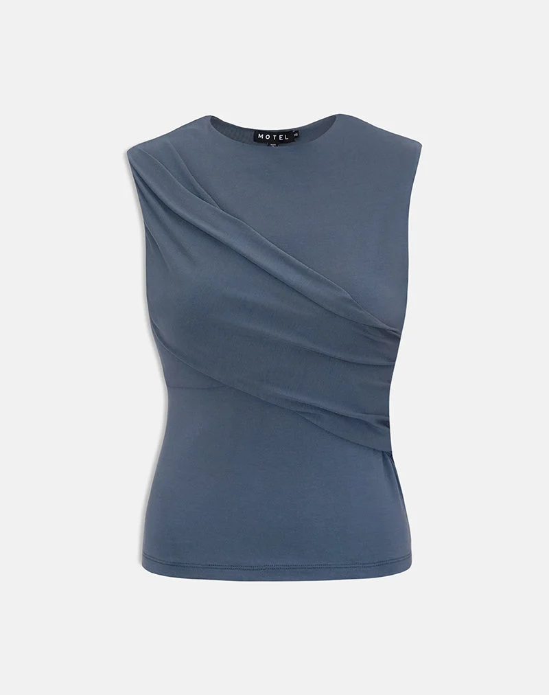 Haut croisé Otso Twist en jersey de rayonne, couleur Ocean Storm