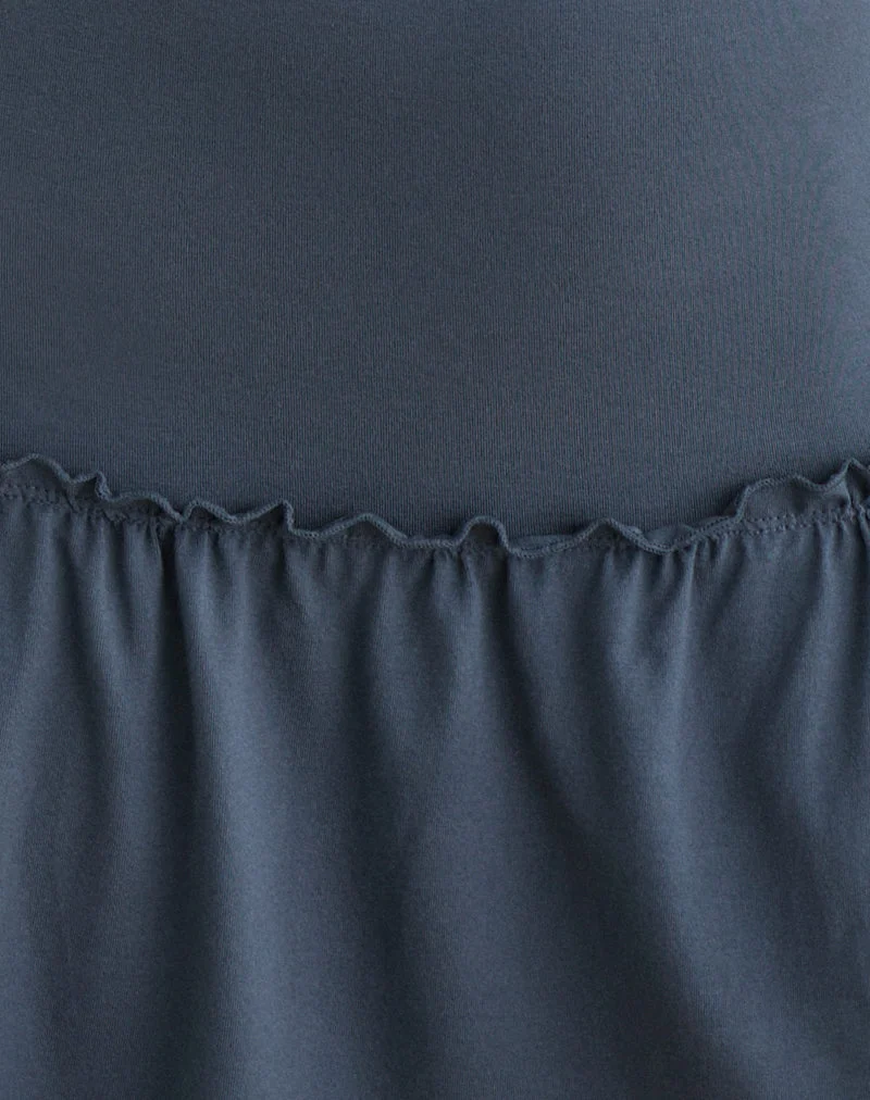 Mini-robe à col bénitier Nilima en jersey de rayonne, couleur Ocean Storm
