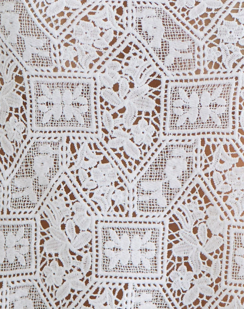 Haut Irina à dos nu en crochet tissé couleur ivoire