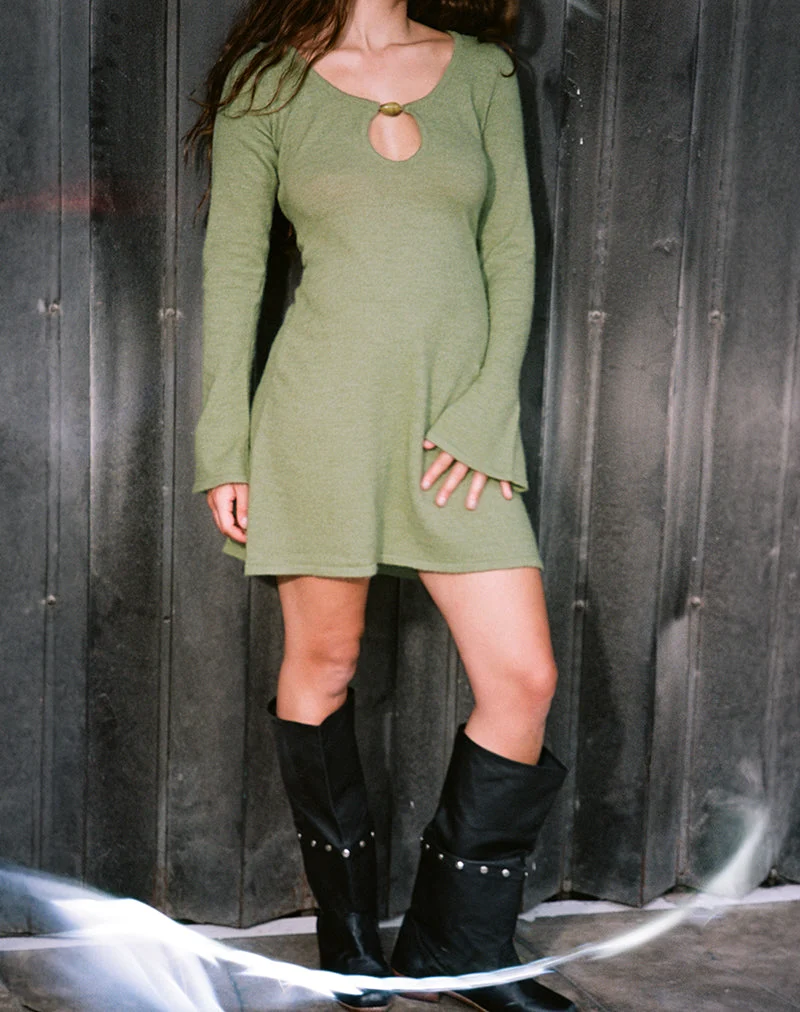 Mini-robe Kodia avec coquillage, en maille olive