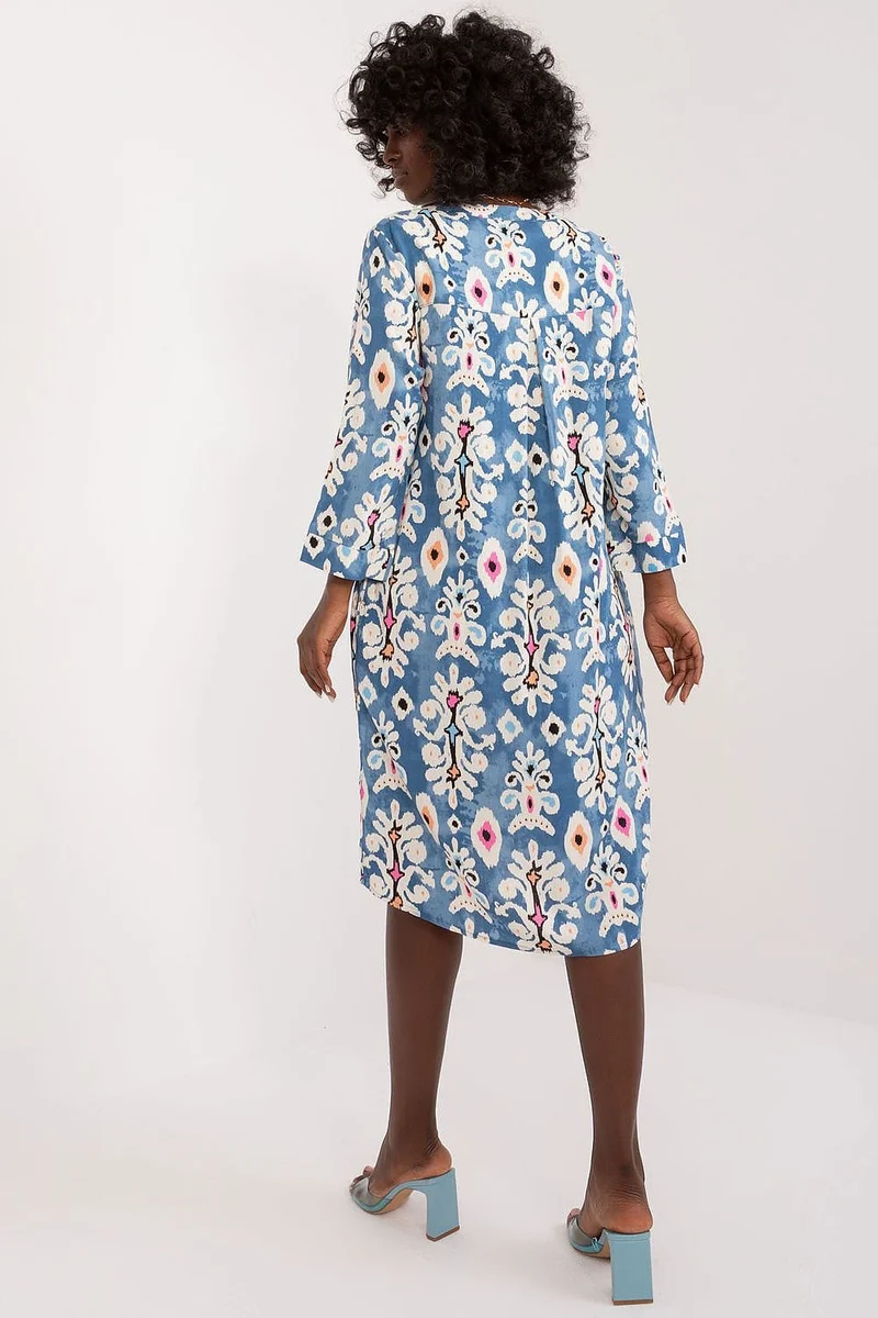 Robe bohème midi fleurie bleue