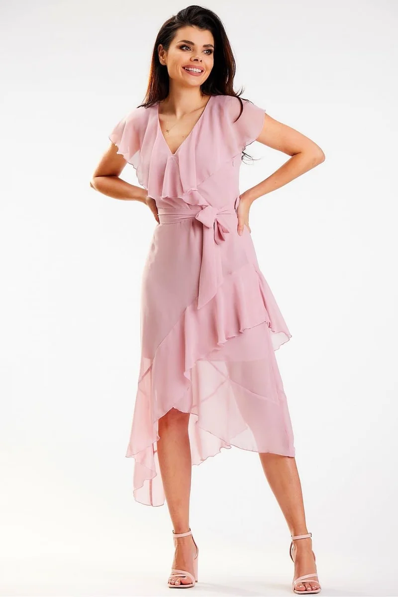 Robe de demoiselle d'honneur rose fluide
