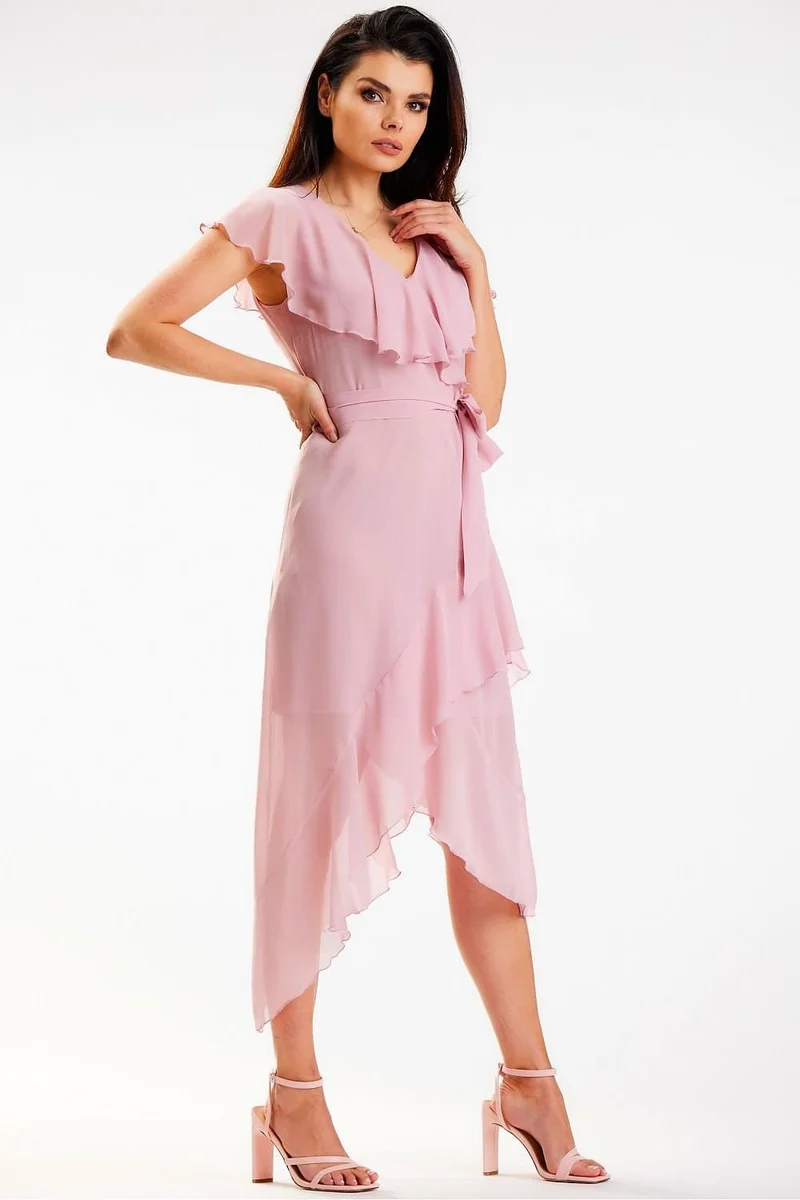 Robe de demoiselle d'honneur rose fluide