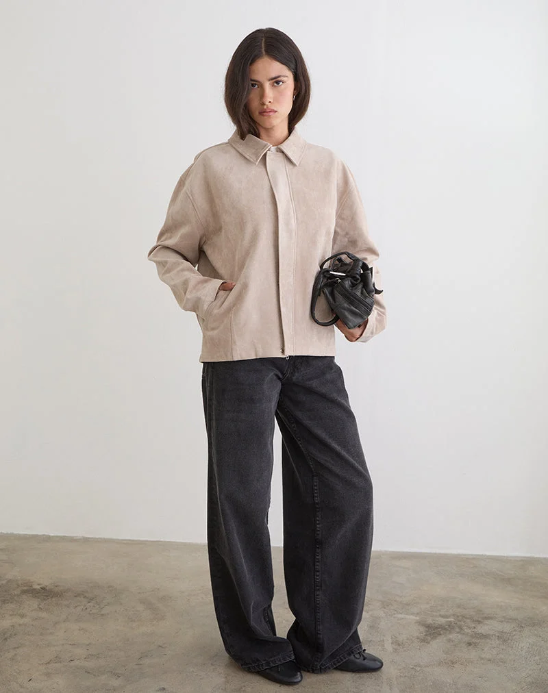 Veste Dante Boxy en simili-daim beige clair