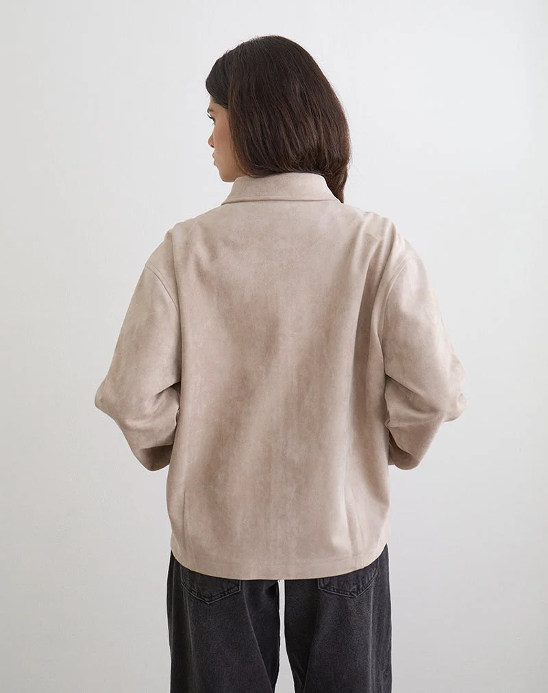 Veste Dante Boxy en simili-daim beige clair